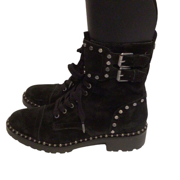 Sam Edelman Jennifer Black Studded Combat Boot Size US 6.5 - Picture 9 of 14
